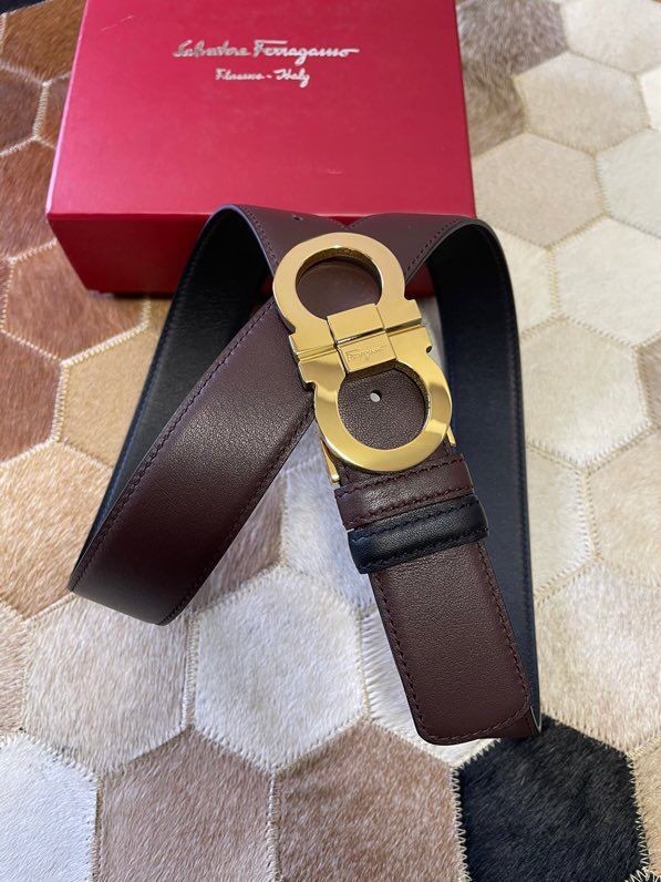 Ferragamo Men s 3.5cm leather belt with metal buckle