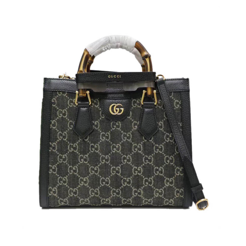 Gucci Diana Small Tote Bag 660195 in Black Denim