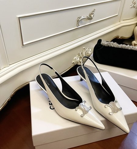 Celine Black and silver pointed-toe Kitten Heels signature women s shoes