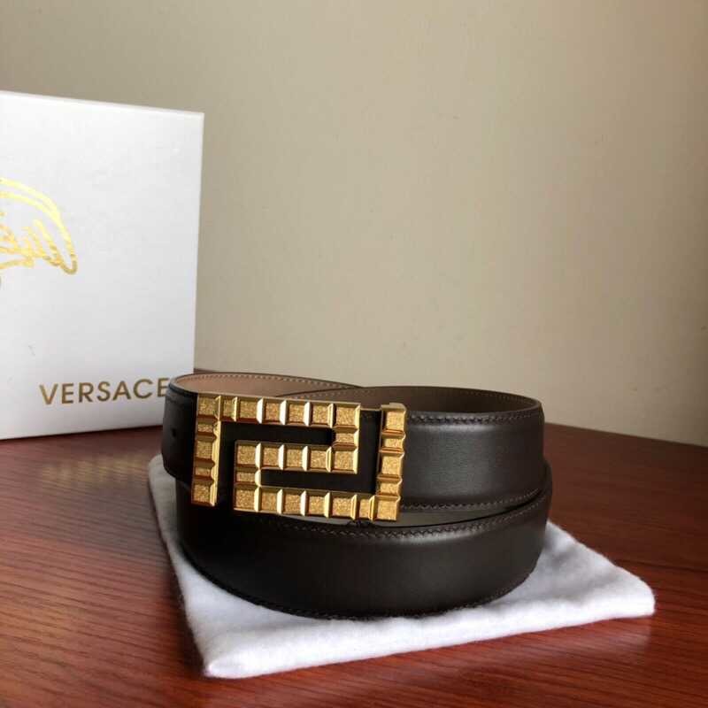 Versace Stainless steel metal buckle 3.5cm men s cowhide belt