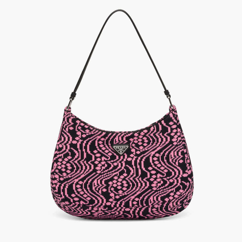 Prada Cleo Jacquard Knit and Leather Bag 1BC499