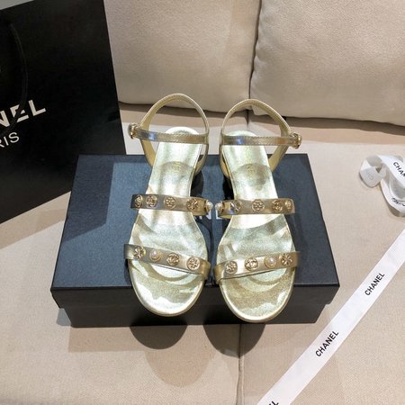 Chanel Sandals soft lambskin camellia