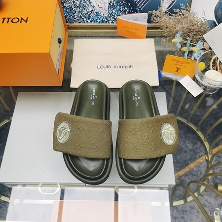 Louis Vuitton Flat Sandals Slippers MonoGram Denim