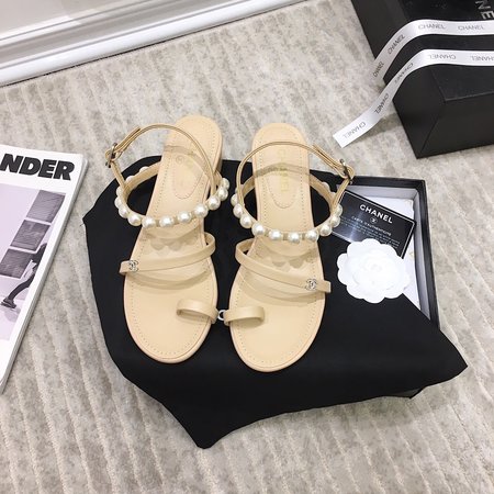 Chanel Pearl sheepskin sandals
