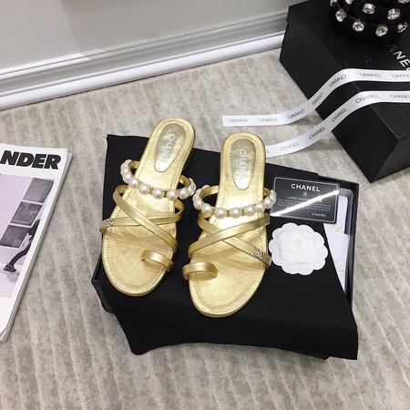 Chanel Pearl sheepskin sandals
