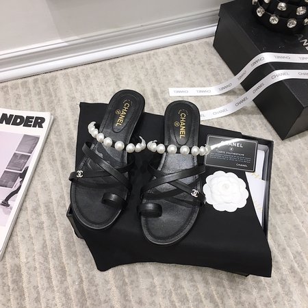 Chanel Pearl sheepskin sandals