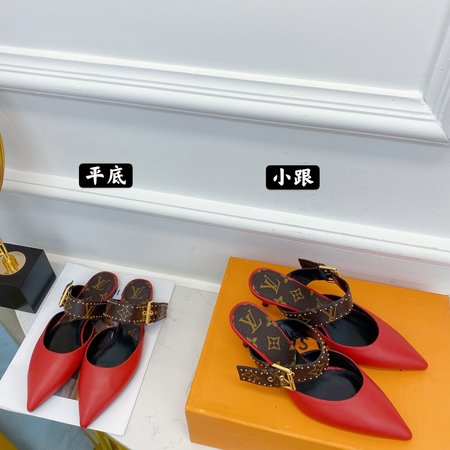 Louis Vuitton low heel sheepskin slippers