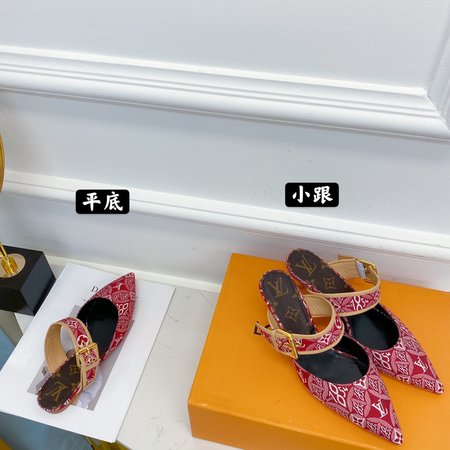 Louis Vuitton low heel sheepskin slippers