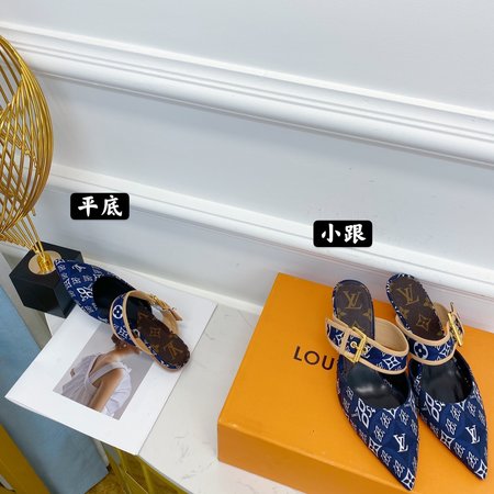 Louis Vuitton low heel sheepskin slippers