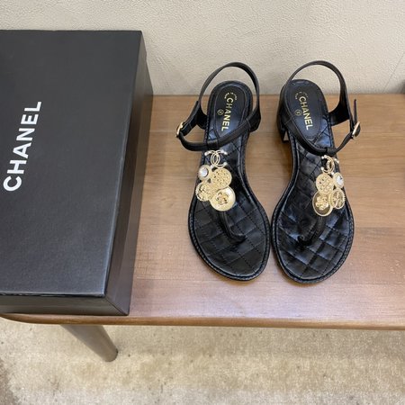 Chanel Pure Copper Metal Chain Sandals Slippers