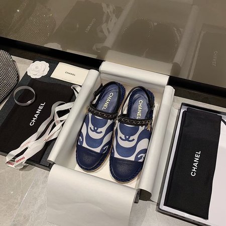 Chanel Sheepskin sandals hand-woven hemp rope metal chain