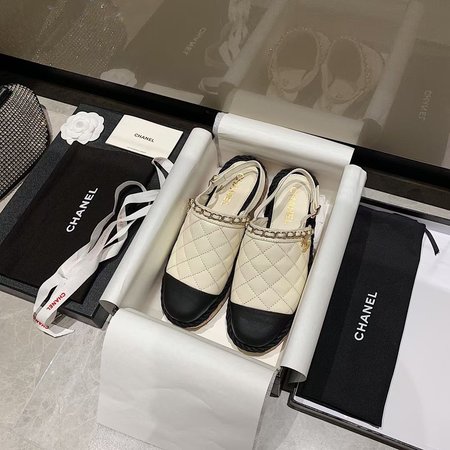 Chanel Sheepskin sandals hand-woven hemp rope metal chain