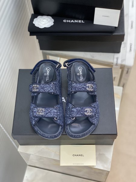 Chanel CC Logo Velcro Sandals
