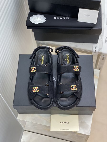 Chanel CC Logo Velcro Sandals