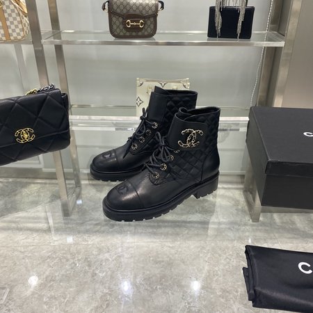 Chanel Diamond ankle boots with CC logo heel height 3cm