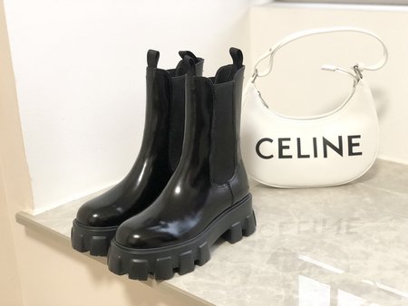 Prada Thick-soled elastic ankle boots Concave-convex sole side stretch fabric and drawstring inner sheepskin