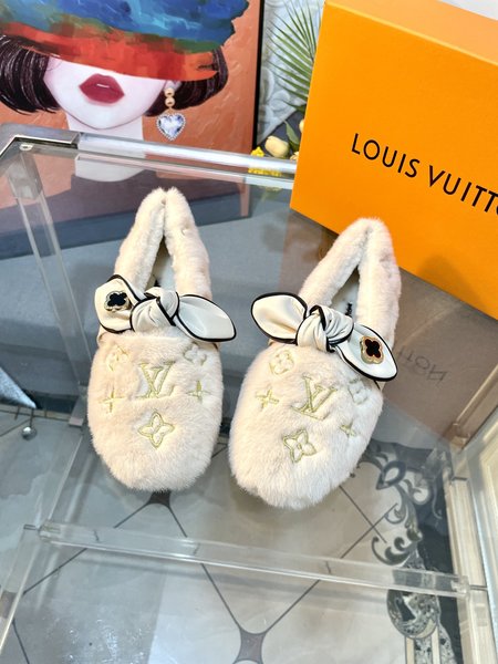 Louis Vuitton Fury mink plush shoes