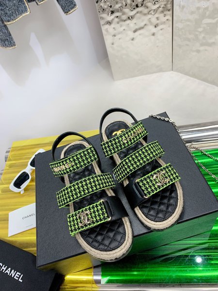 Chanel hemp rope platform sandals