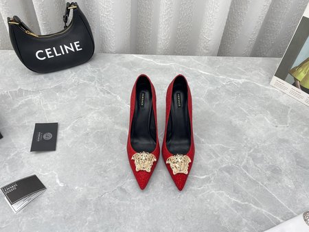 Versace Medusa head buckle diamond high heels