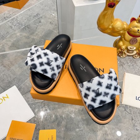 Louis Vuitton velcro down slippers