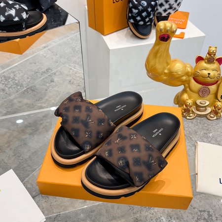 Louis Vuitton velcro down slippers