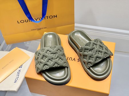 Louis Vuitton Embossed Velcro Sandal Slides