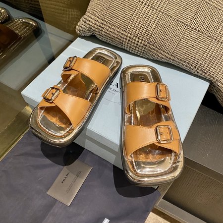 Prada geometric flat sandals