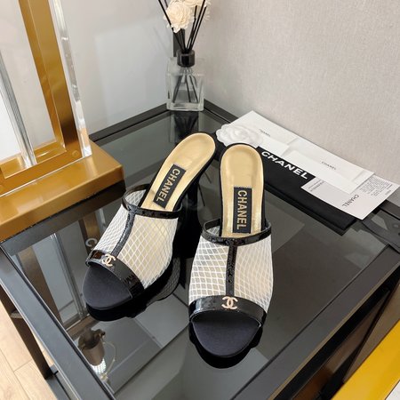 Chanel fish mouth high heel sandals and slippers