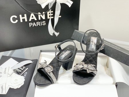 Chanel Rhinestone Bow Flip Flops