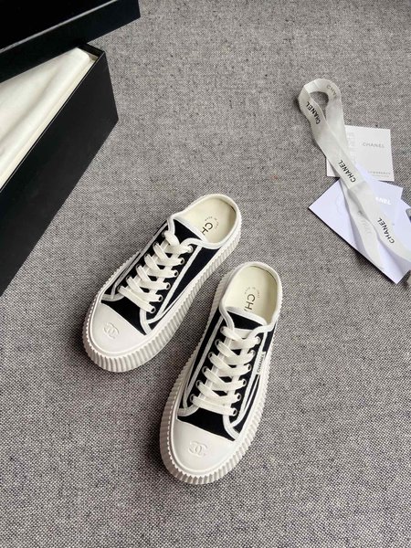 Chanel Platform Half Slipper Canvas