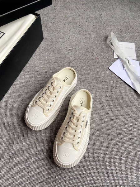 Chanel Platform Half Slipper Canvas