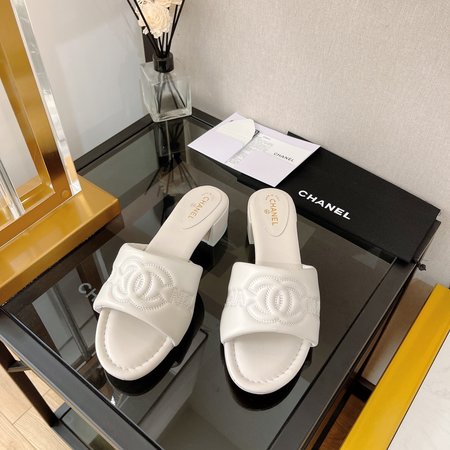 Chanel embroidered logo slides