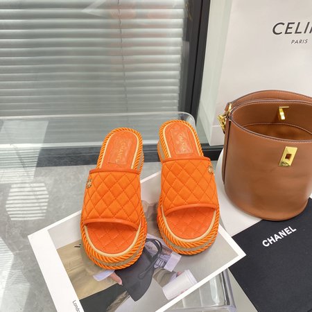 Chanel Wedges slipper CC hardware buckle