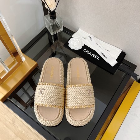 Chanel chain rope slippers