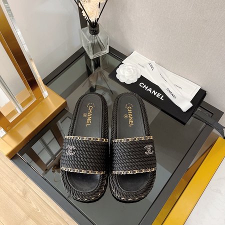 Chanel chain rope slippers