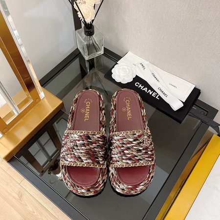 Chanel chain rope slippers
