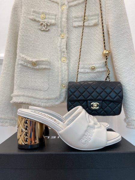 Chanel Metal heel CC slides
