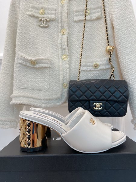 Chanel Metal heel CC slides