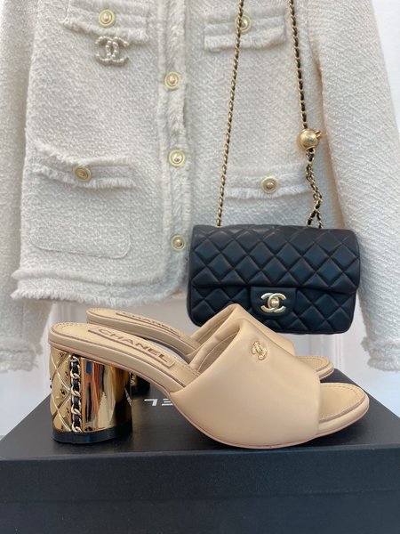 Chanel Metal heel CC slides