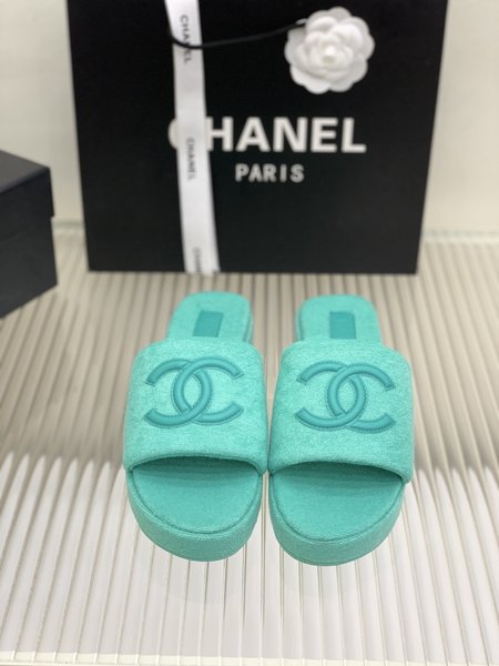 Chanel Logo Wedges Sandals