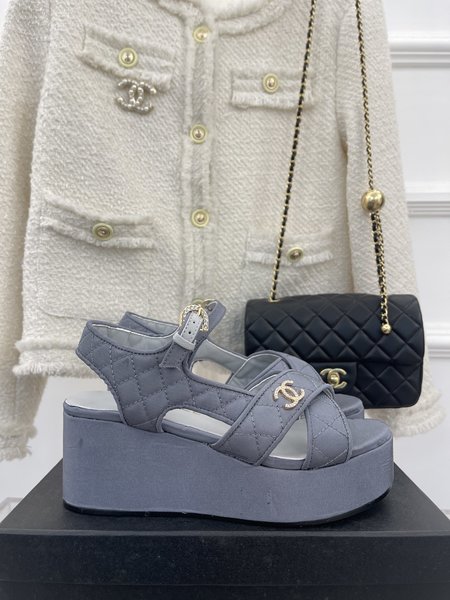 Chanel cross strap platform sandals