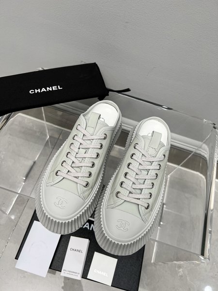 Chanel All leather silk slippers