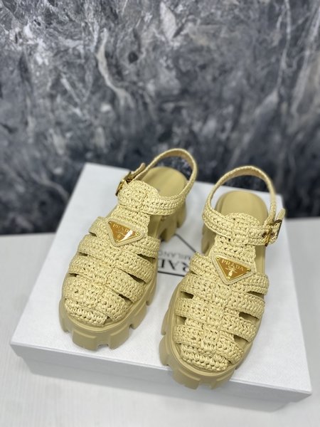 Prada woven platform rubber sandals